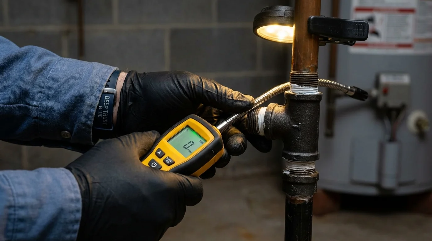 Gas leak detection with electronic sniffer by Johns Plumbing LLC in Painted Post